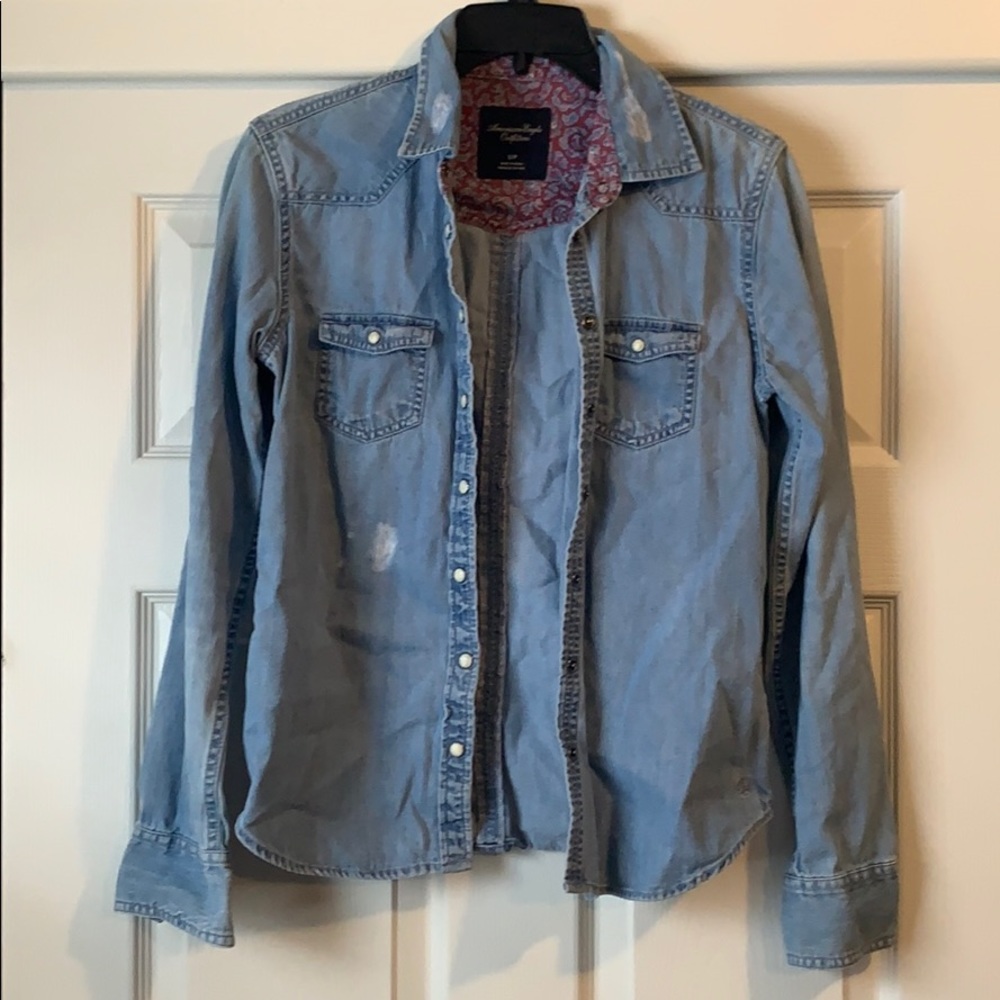 American Eagle jean button down